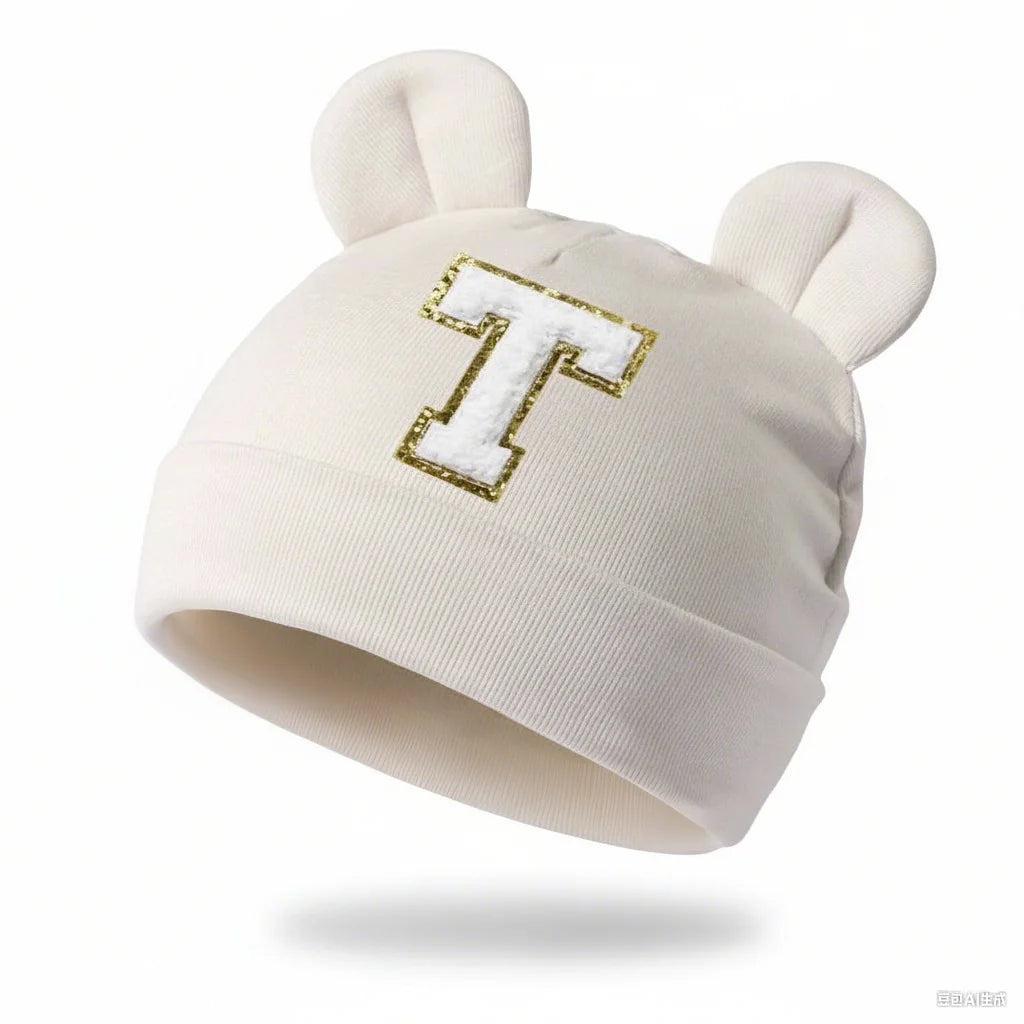 Children Warm Knitted Hat Baby Pink Lettered Unisex Soft Indoor Outdoor