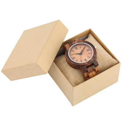 Natural Zebrawood Bangle Watch for Men Quartz Wristwatch
