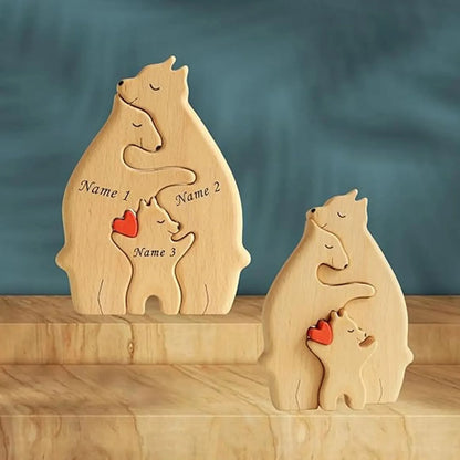 Personalized Name Wooden Bear Family Puzzle Home Decor Gift for Baby Mom