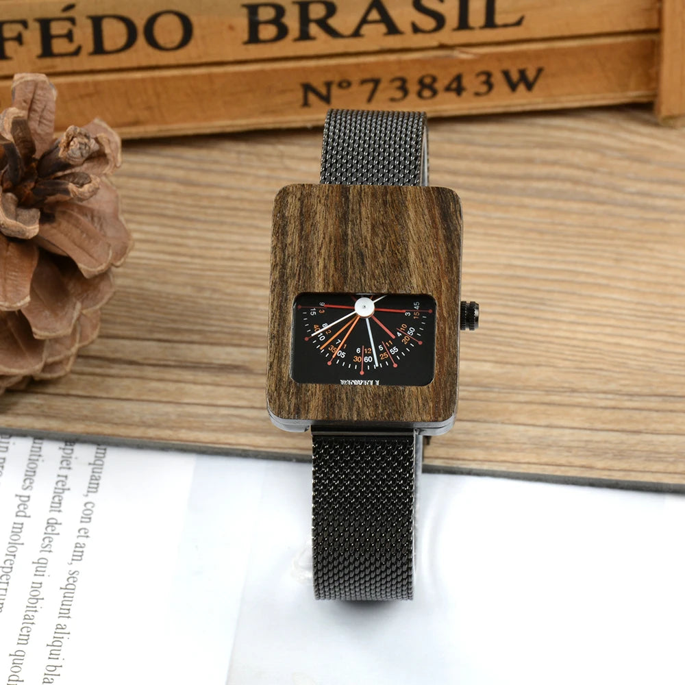 Square Ladies Quartz Watch Stainless Steel Timepiece