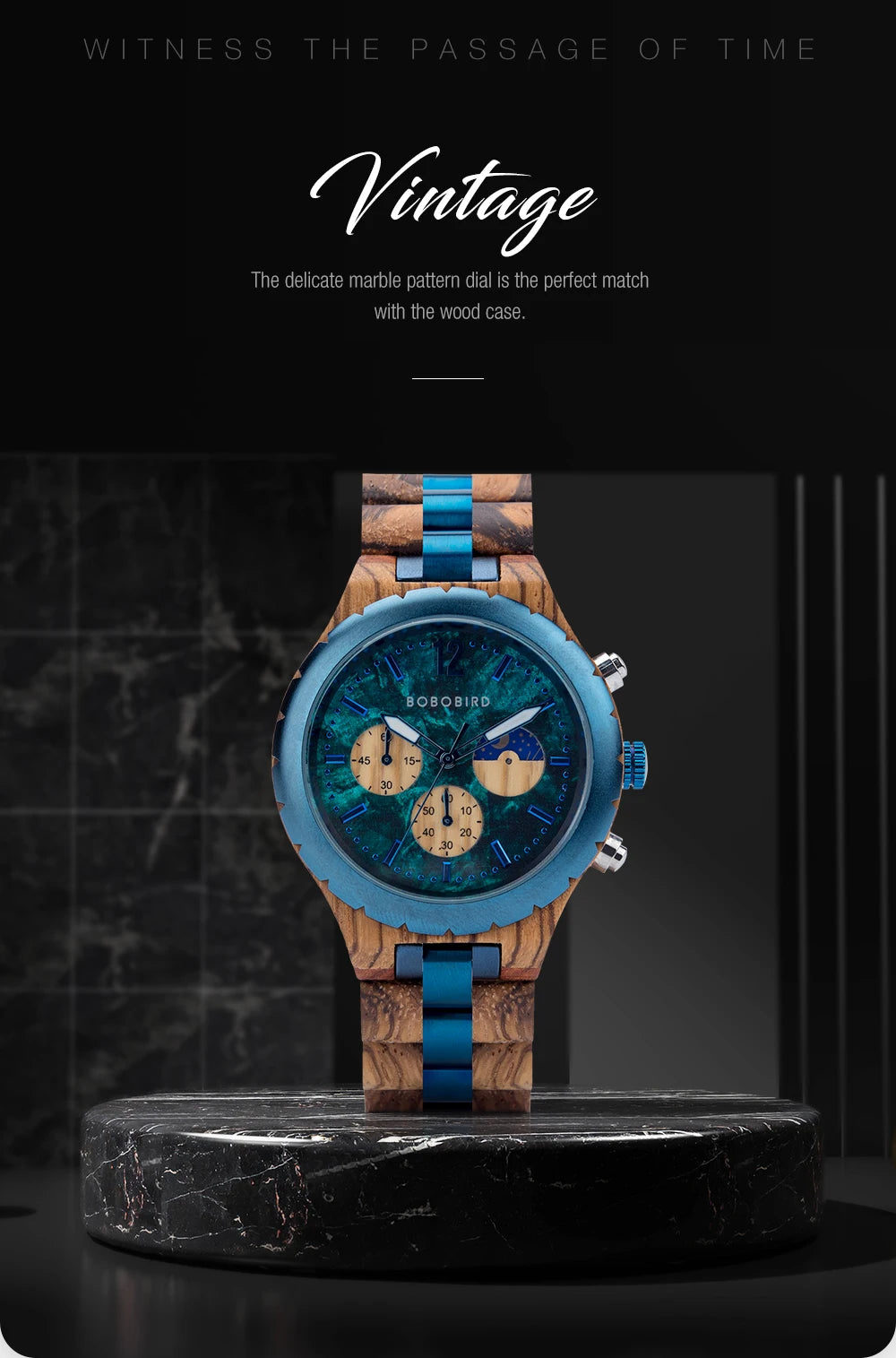 BOBO BIRD Wood Watch Men Chronograph Quartz Timepiece