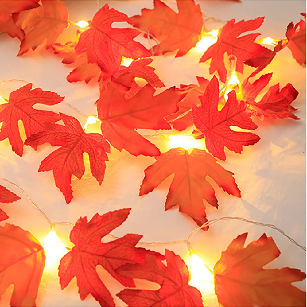 2 To 3M Halloween LED Lights String Maple Leaf Lantern Garland