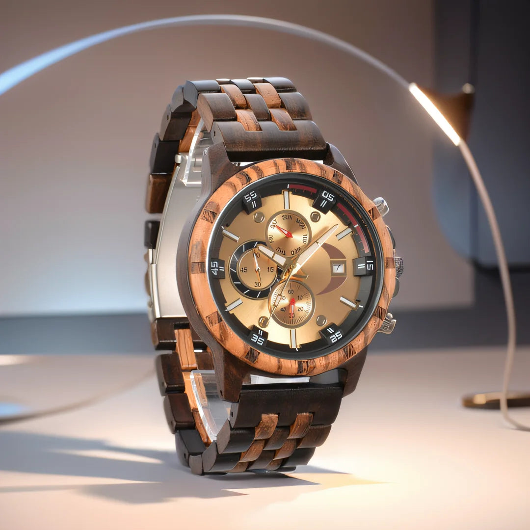 Wooden Mens Wristwatches Quartz Watch With Date And Week