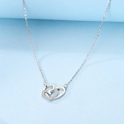 Romantic 925 Sterling Silver Heart Infinity Wrap Ring Necklace Earrings Set Crystal Jewelry Engagement Date Gifts