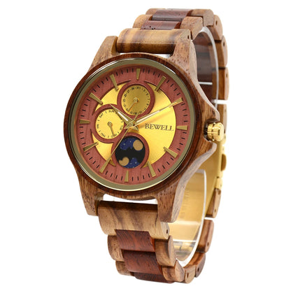 Custom Engraved Wooden Watch For Men Day Night Pattern Gift