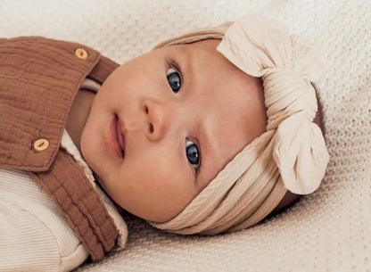 Solid Nylon Bow Headbands for Baby Girls Soft Wide Turbans Hair Accessories
