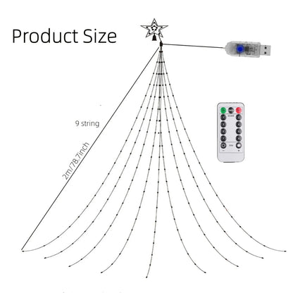 200 280 LED Star Waterfall Lights USB Powered With Remote Control 8 Modes