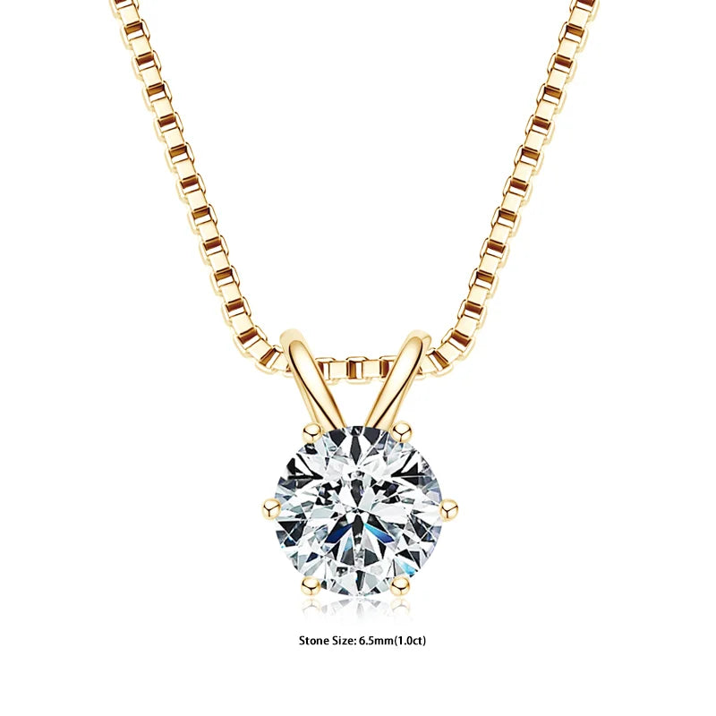 RAPRGOLD Certified Moissanite Pendant Necklace 0.5 To 5ct S925 Sterling Silver