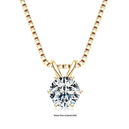 RAPRGOLD Certified Moissanite Pendant Necklace 0.5 To 5ct S925 Sterling Silver