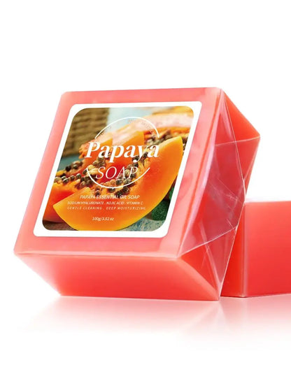 Papaya Extract Handmade Soap Whitening Coconut Goat Milk 100g Deep Cleansing