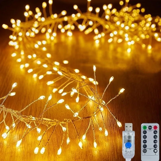 50 100 200 LED Firecracker Firefly Lights With Remote Waterproof String Lights