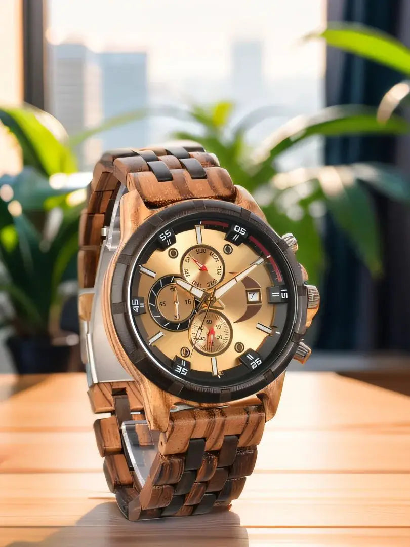 Wooden Mens Wristwatches Quartz Watch With Date And Week