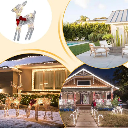 Led Light Iron Art Elk Deer Lighted Christmas Glow Reindeer Xmas Garden Decor