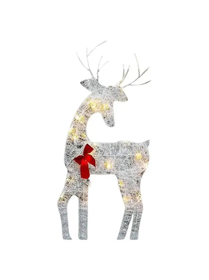 Led Light Iron Art Elk Deer Lighted Christmas Glow Reindeer Xmas Garden Decor