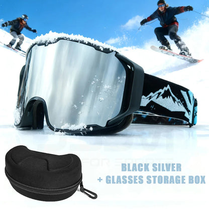 JSJM Double Layer Anti Fog Ski Goggles UV400 Protection for Snowboard Snowmobile