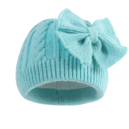 Baby Knit Hat With Large Bow For Girls And Boys Soft Stretchy Winter Beanie
