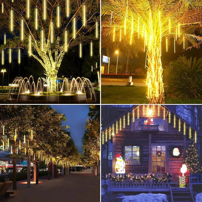 8 Tubes LED Meteor Shower Lights Outdoor Solar Fairy String Christmas Yard Decor