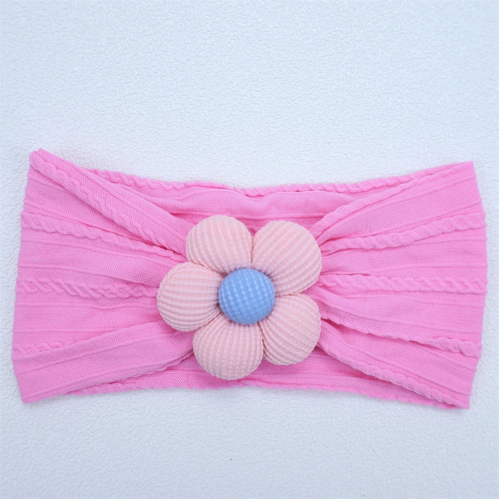 Newborn Baby Flower Nylon Headband For Girls Turban Style Hair Accessories