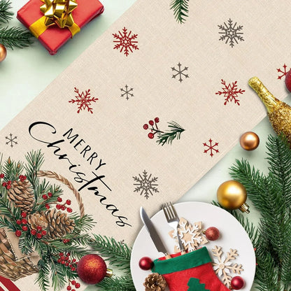 Festive Christmas Table Flag With Pine Cones And Berries For Holiday Dining