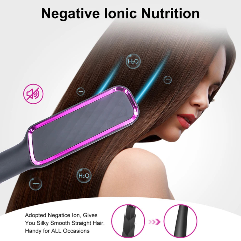 Hair Straightener Brush Electric Hot Comb For Dry And Wet Hair Curly Styling