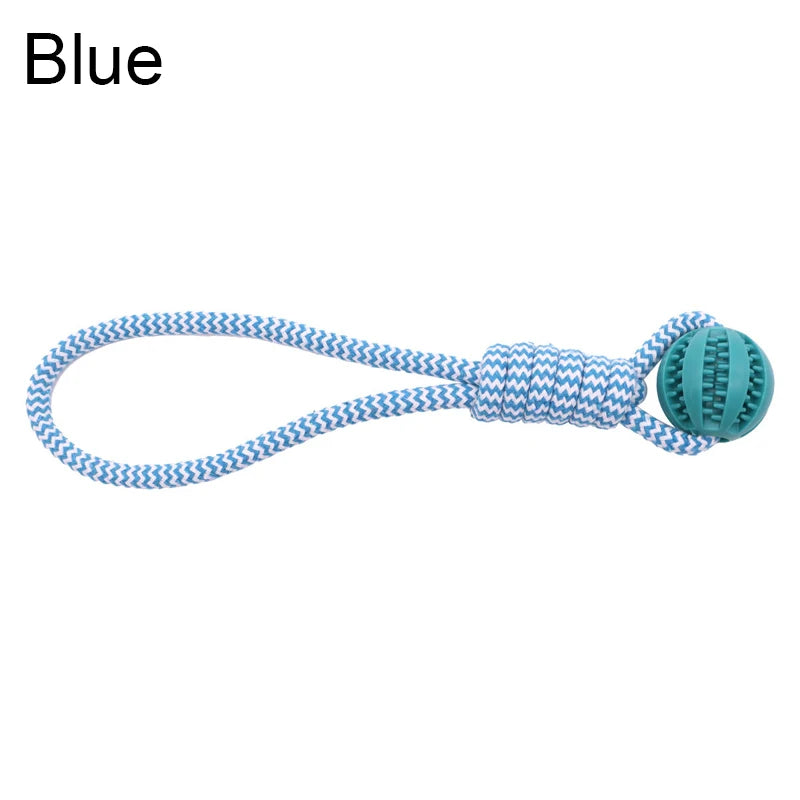 Dog Tooth Cleaning Ball Toy With Rope Rubber Chew Toy For All Sizes
