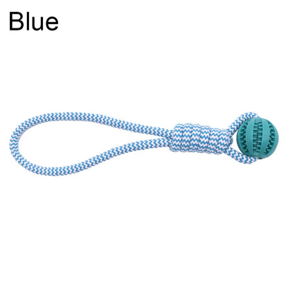 Dog Tooth Cleaning Ball Toy With Rope Rubber Chew Toy For All Sizes