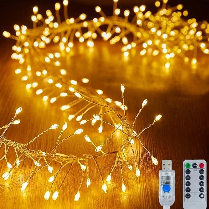 50 100 200 LED Firecracker Firefly Lights With Remote Waterproof String Lights