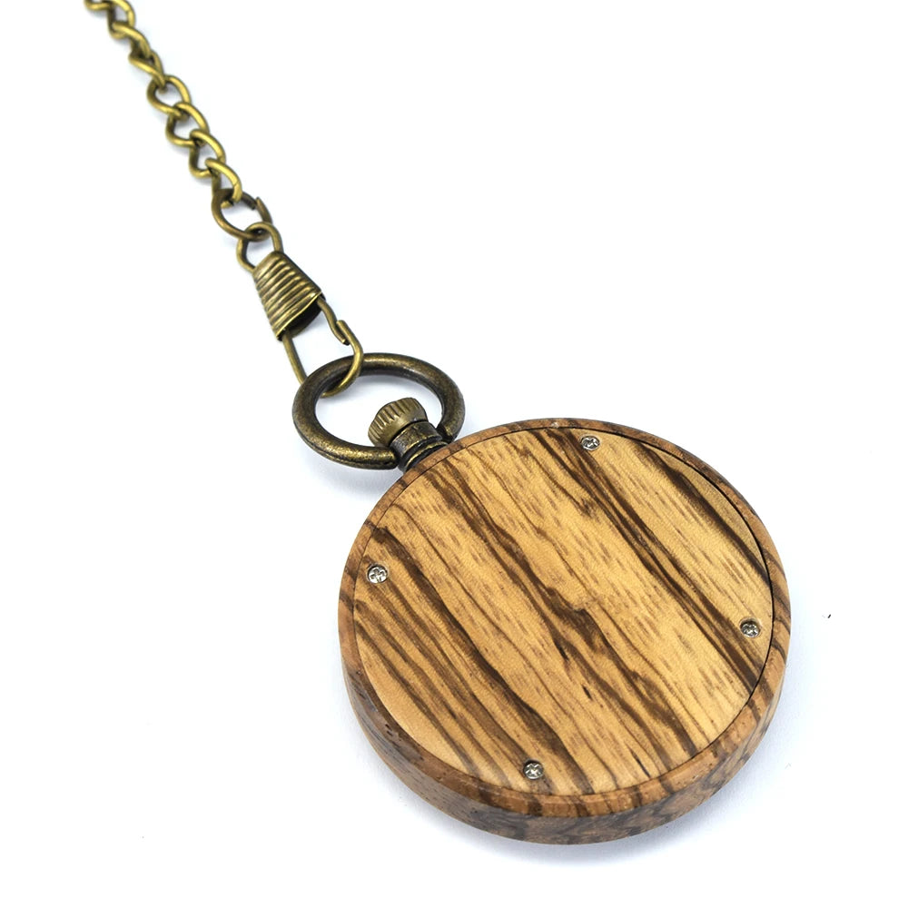 Customized Wooden Pocket Watch Bamboo Quartz Analog