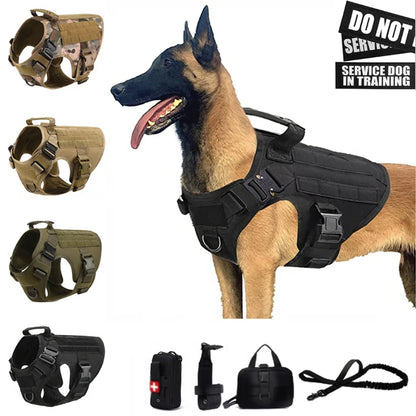 Military Tactical Dog Harness Vest And Leash Set For All Breeds Training