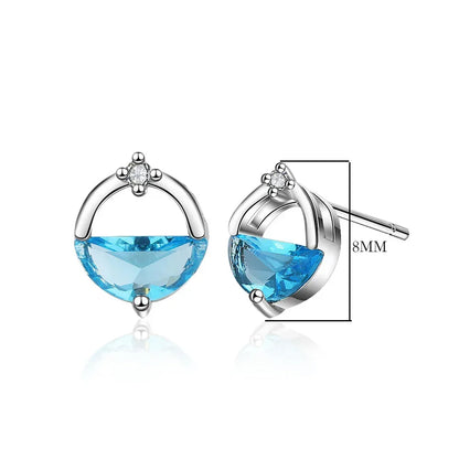 925 Sterling Silver Blue Crystal Elegant Jewelry Sets For Women Wedding Earrings And Necklace