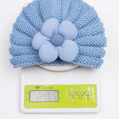 European American Winter Baby Beanie Knitted Flower Hat For Infants
