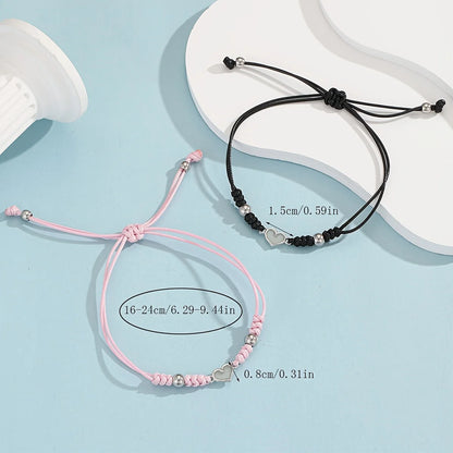 Luminous Small Love Couple Bracelet 2 Handwoven Heart Rope