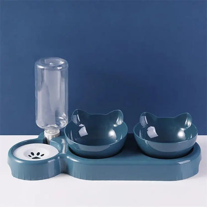 Automatic Cat Feeder And Water Dispenser Double Bowl With Anti Slip Base