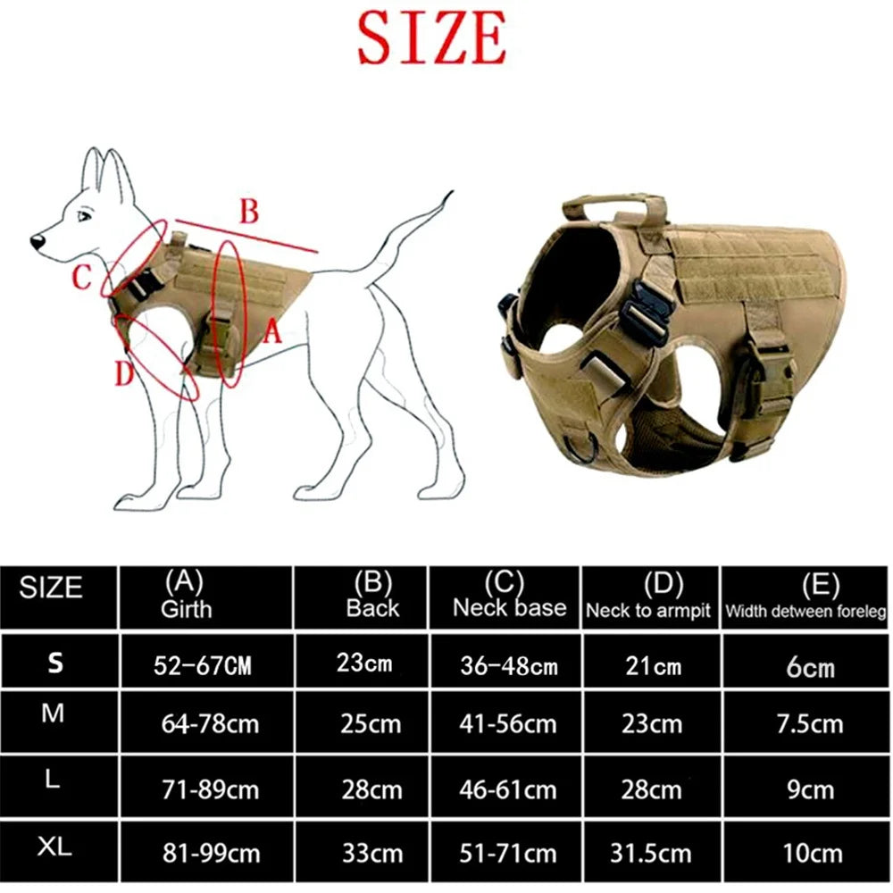 Military Tactical Dog Harness Vest And Leash Set For All Breeds Training