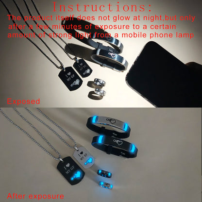 Six Piece Luminous Love Jewelry Set Necklace Ring Bracelet