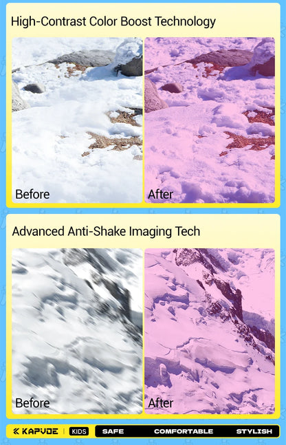 Kapvoe Child Snow Goggles UV400 Anti Fog Lenses Ski Snowboard Glasses