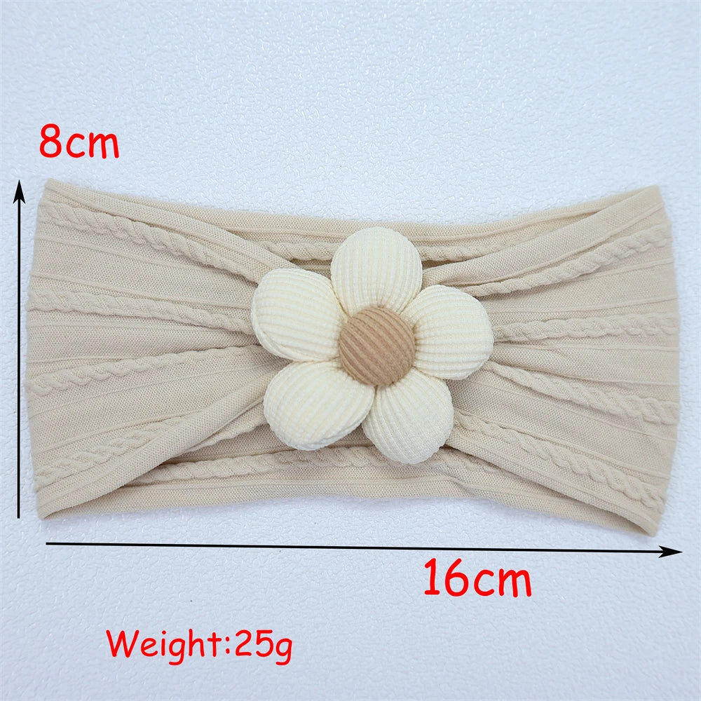 Newborn Baby Flower Nylon Headband For Girls Turban Style Hair Accessories