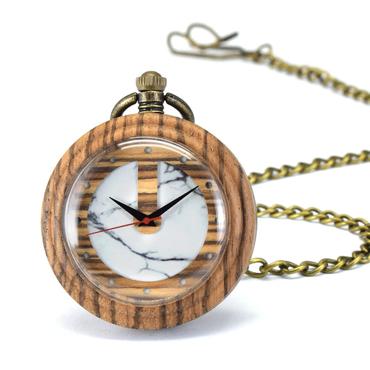 Customized Wooden Pocket Watch Bamboo Quartz Analog