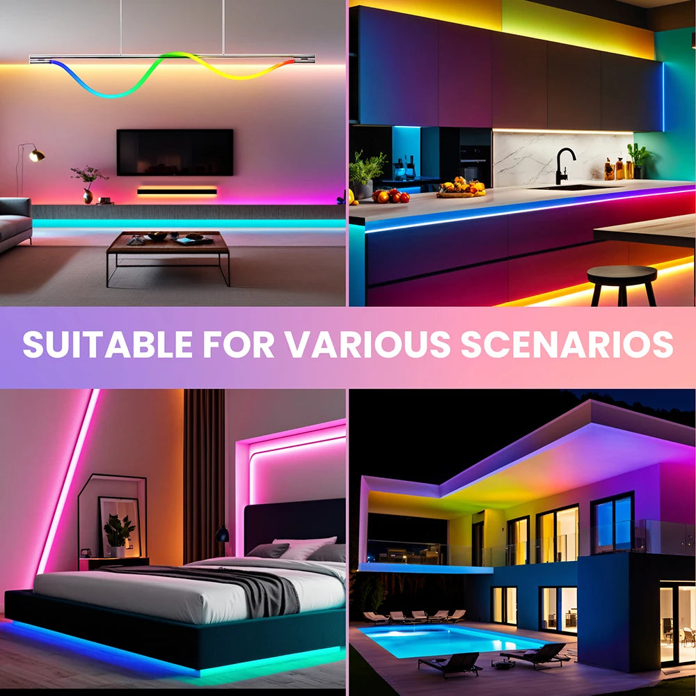 360 Round WS2812B WS2811 Neon LED Strip Kit 5V Bluetooth Addressable RGB IP67