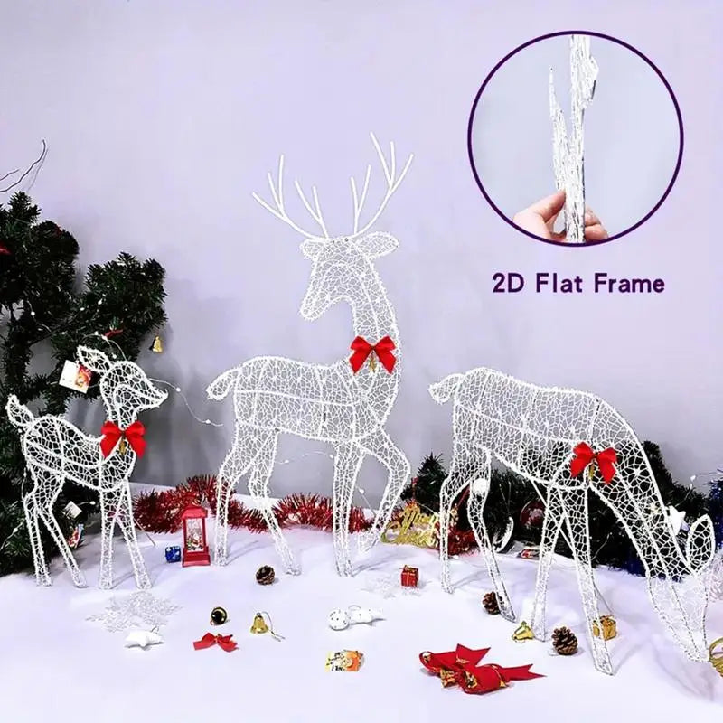 Led Light Iron Art Elk Deer Lighted Christmas Glow Reindeer Xmas Garden Decor