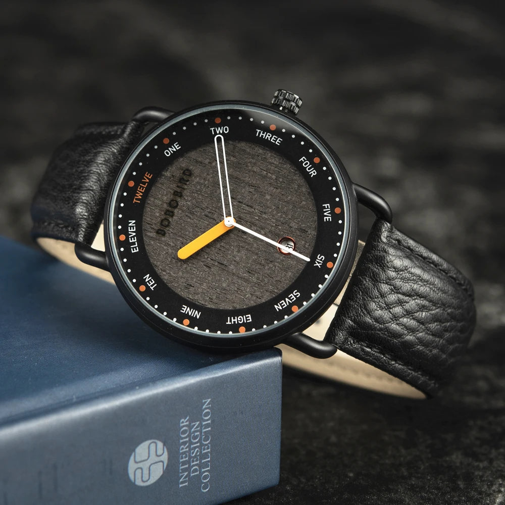 Bobo Bird Wooden Quartz Watch For Men With Date Display