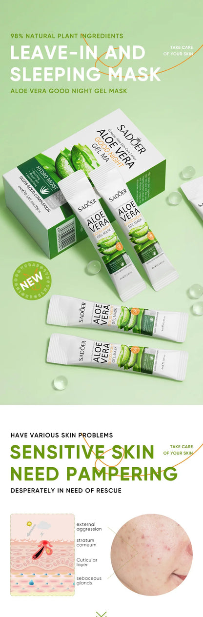 Sadoer Aloe Vera Sleeping Facial Masks 20 Pack Hydrating Moisturizing Anti Aging