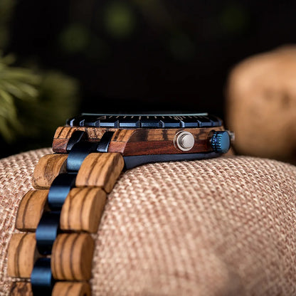 Bobo Bird Men Wooden Watch Sun Moon Display Luxury Elite