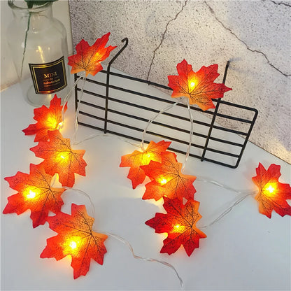 2 To 3M Halloween LED Lights String Maple Leaf Lantern Garland