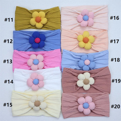 Newborn Baby Flower Nylon Headband For Girls Turban Style Hair Accessories