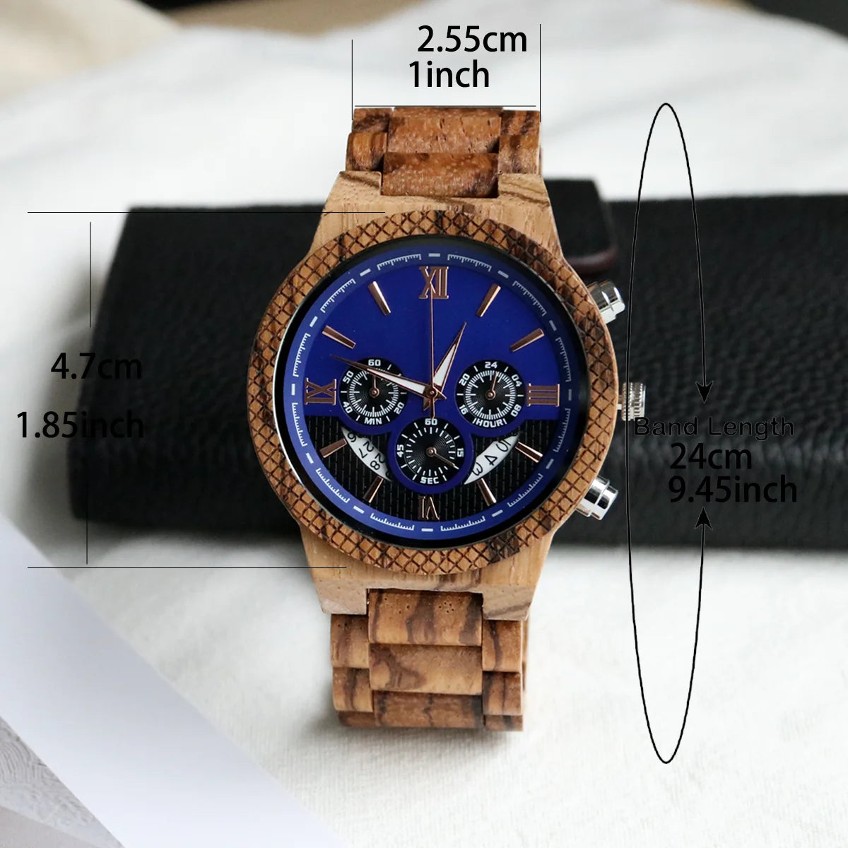 Men's Fashion Wooden Watch Multifunction Quartz Wristwatch