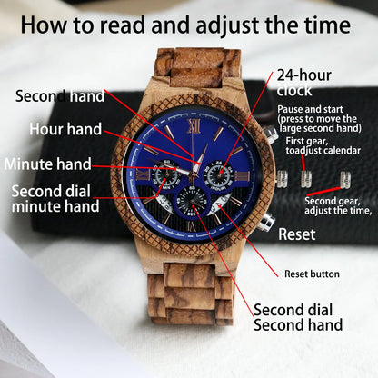 Wooden Watch For Men Multifunction Quartz Wristwatch