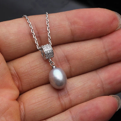 Genuine Natural Pearl Necklace And Earrings Set 925 Silver For Women White Black