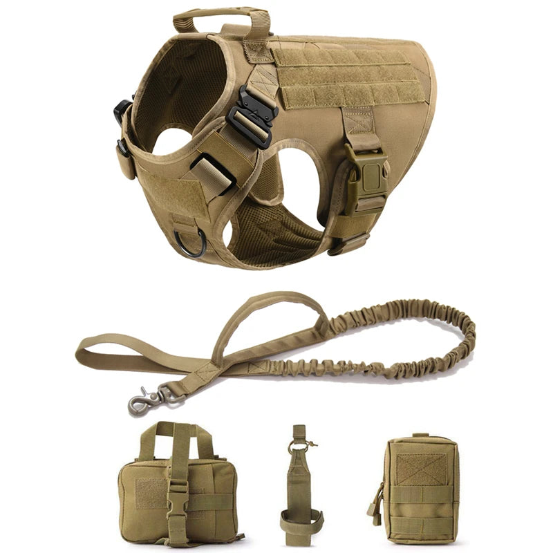 Military Tactical Dog Harness Vest And Leash Set For All Breeds Training
