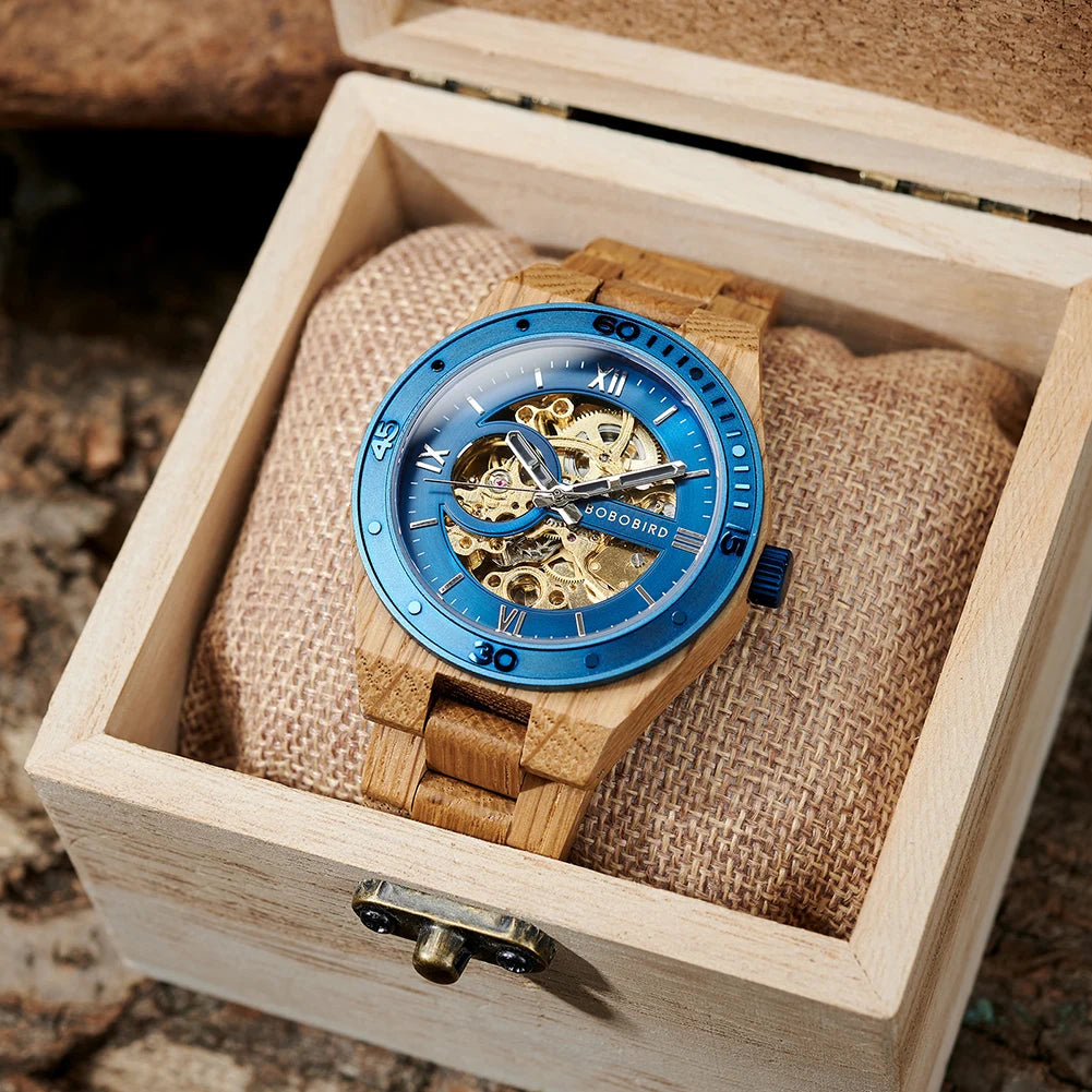 Bobo Bird Mechanical Wooden Wristwatch For Men Luxury Gift